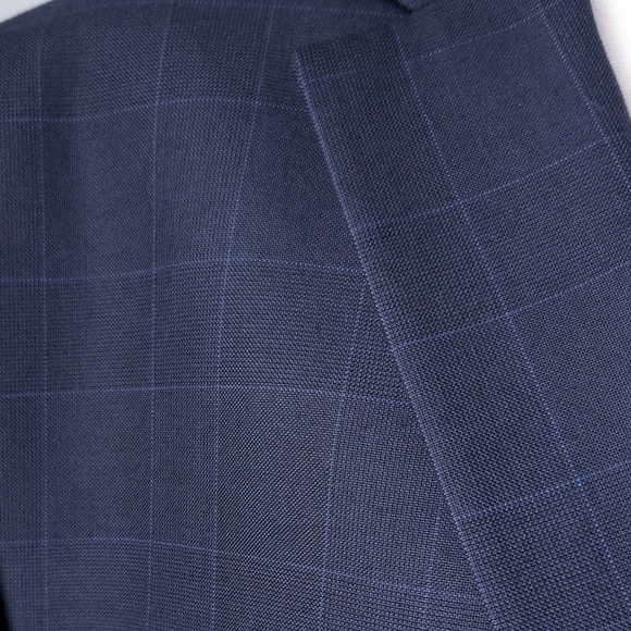 NWOT Michael Kors Navy Blue Windowpane Plaid Check Suit Blazer Jacket- Men's - Picture 3 of 7